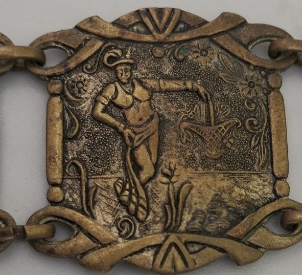 Vintage Brass Repousse Bracelet Classical Art Figures Collectible Jewelry