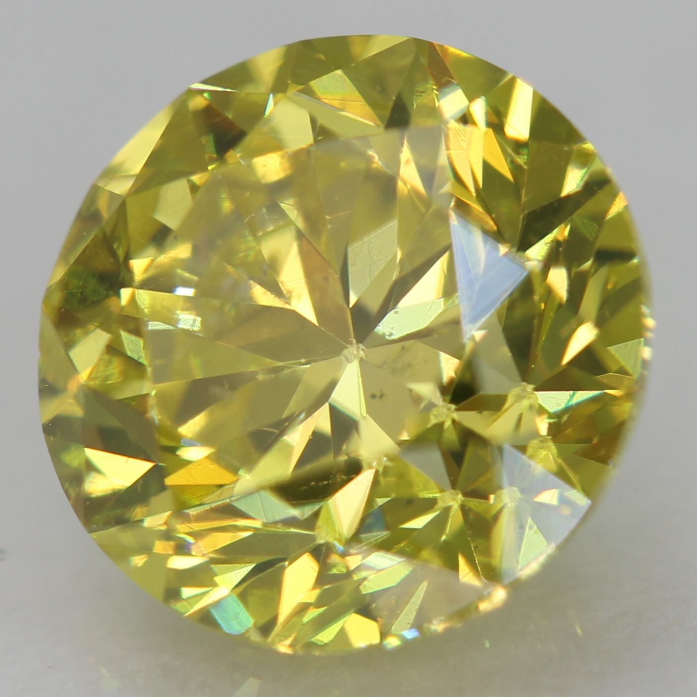 Cert 1.15 Carat Canary Yellow VS1 Round Brilliant Natural Enhanced Diamond 6.49m