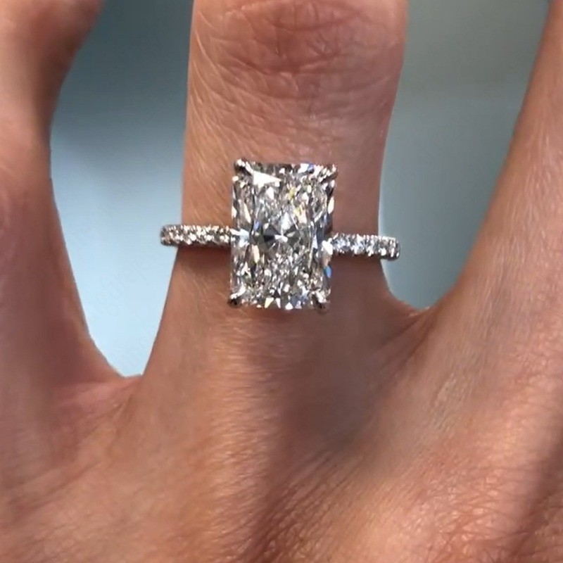 5.30CT Radiant Cut Lab-Grown Diamond 14k White Gold Women’s Hidden Halo Ring