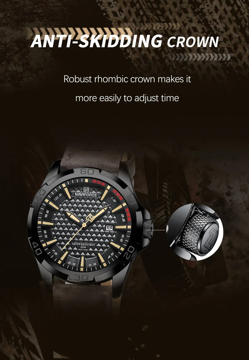 NAVIFORCE Men Casual Sport Military Quartz Calendar Wrist Watch for Man Business