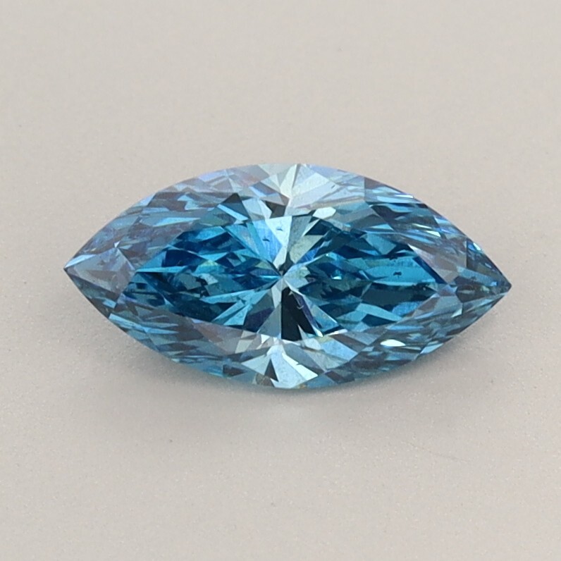 0.57 Cts MARQUISE Cut Fancy Vivid Blue IGI Certified Lab Grown CVD Diamond