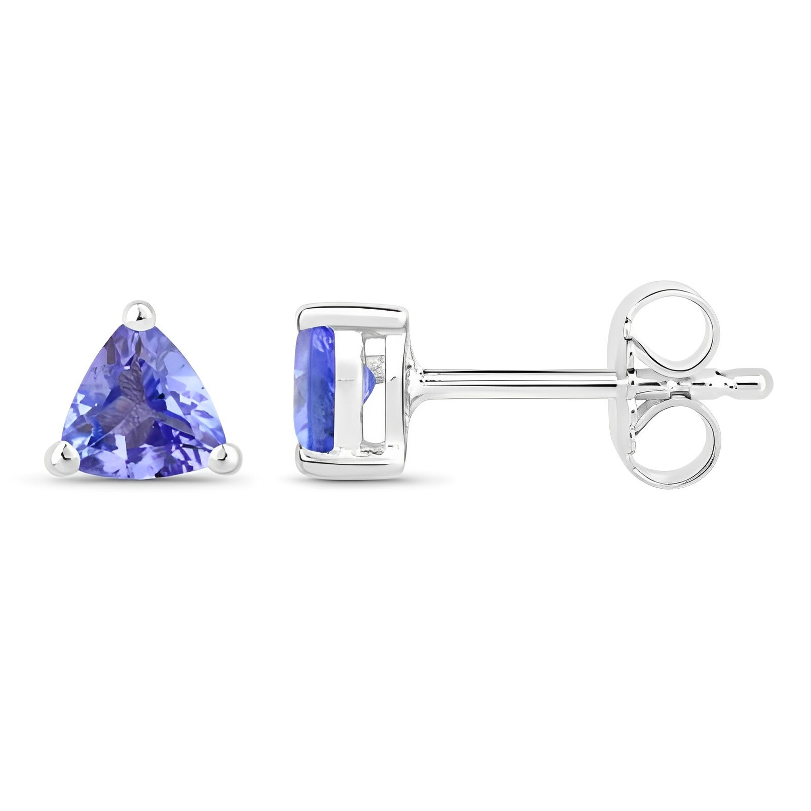 925 Sterling Silver 2.00ct Simulated Tanzanite Trillion Cut Stud Earrings Unisex