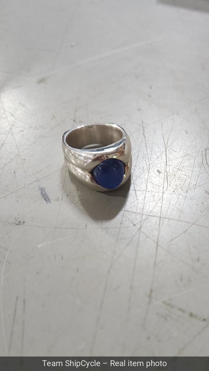 without packaging MJG STERLING SILVER MENS RING12 X 10mm LAB CREATED BLU G2U