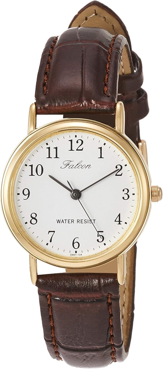 New Q&q QA69-305 Womens Watch Analog Water Resistant Leather Navy Japan