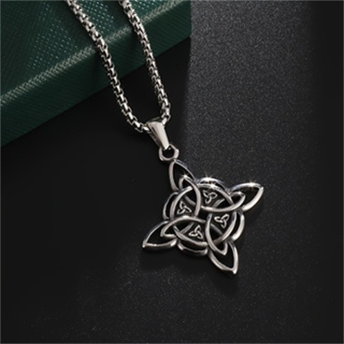 Silver Witch’s Irish Protection Triquetra Trinity Celtic Knot Pendant Necklace