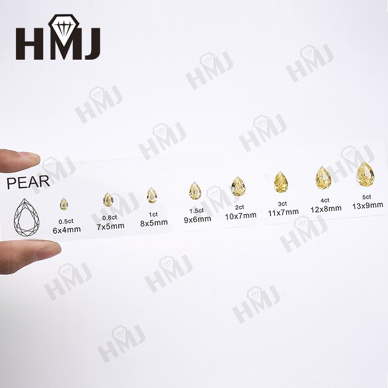 11 Shapes Kit CZ Diamond Carat Chart Comparison Set White Pink Yellow Gemstone