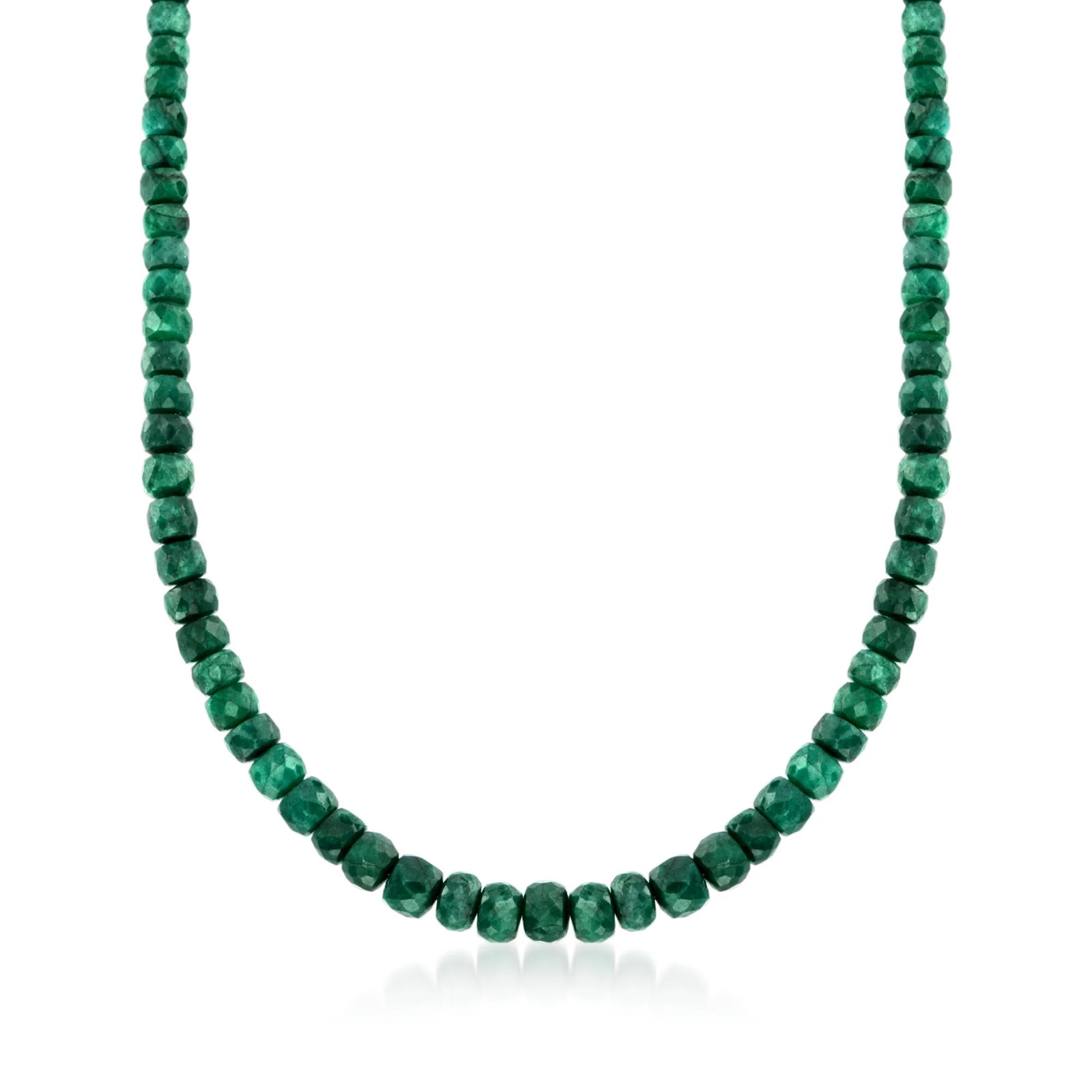 Ross-Simons 90.00 ct. t.w. Emerald Bead Necklace with Sterling Silver. 18 inches