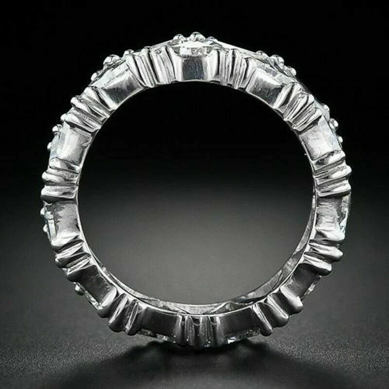 3Ct Lab Created Diamond Full Eternity Wedding Band Ring 14K White Gold Plated