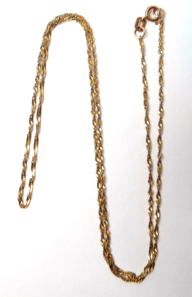 10K SOLID YELLOW GOLD “OR” NECKLACE THIN CHAIN 18″ LONG 1.0 GRAM hi