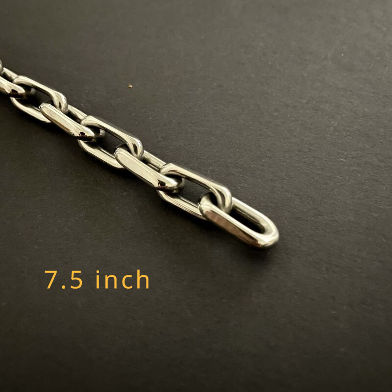8mm Pure Titanium Chain Bracelet for Men’s Flat O-Chain Anti Allergy 7.5 Inch
