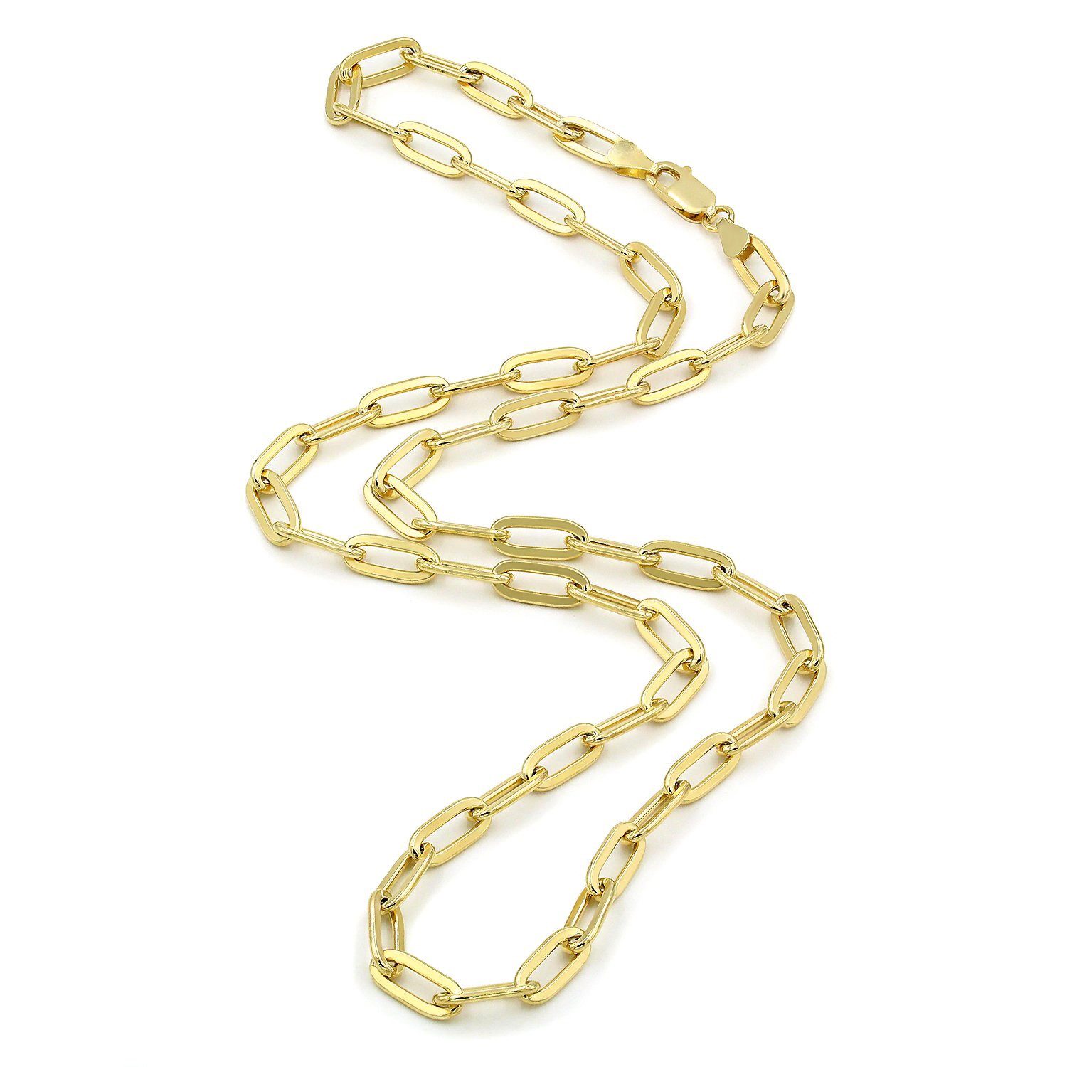 14k Yellow Gold Paperclip 2mm-9mm Chain Bracelet Necklace Mens Womens 16″-30″