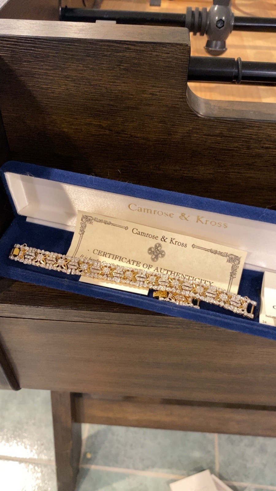 Camrose & Kross Gold Tone Tennis Bracelet Clear Baguette Crystal