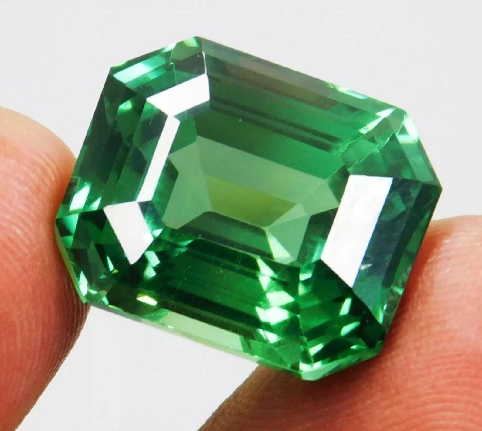10-12 Ct Natural Green Sapphire Emerald Cut Certified Faceted Loose Gemstone