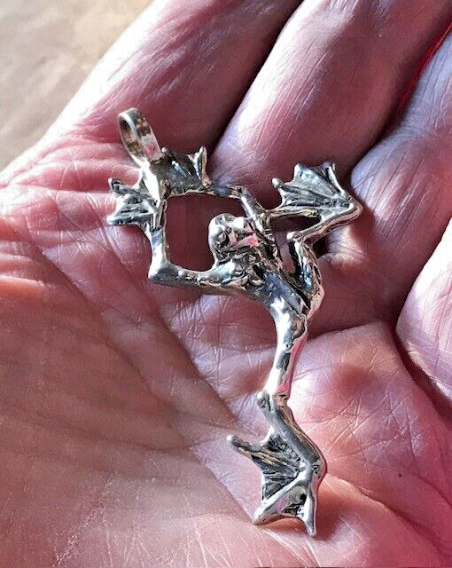Frog Pendant 925 Kermit Art frog toad signed jewelry original signed JKL 132