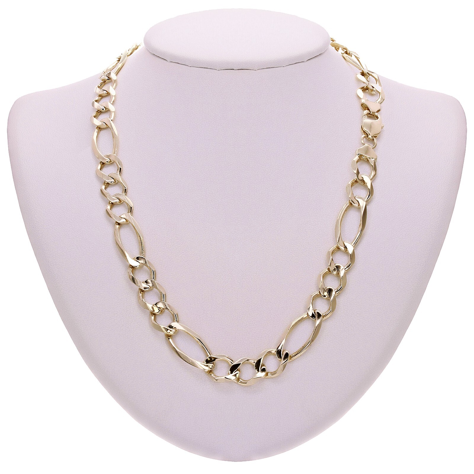 Men’s 14k Yellow Gold Solid Figaro Link Chain Necklace 20″ 11.25mm 60 grams