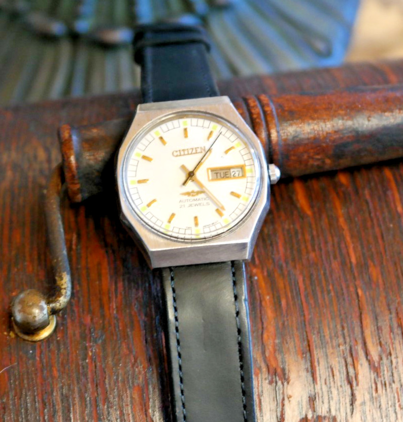 Sharp Citizens New Master Men’s Wristwatch – – Automatic 21J, New Leather Band