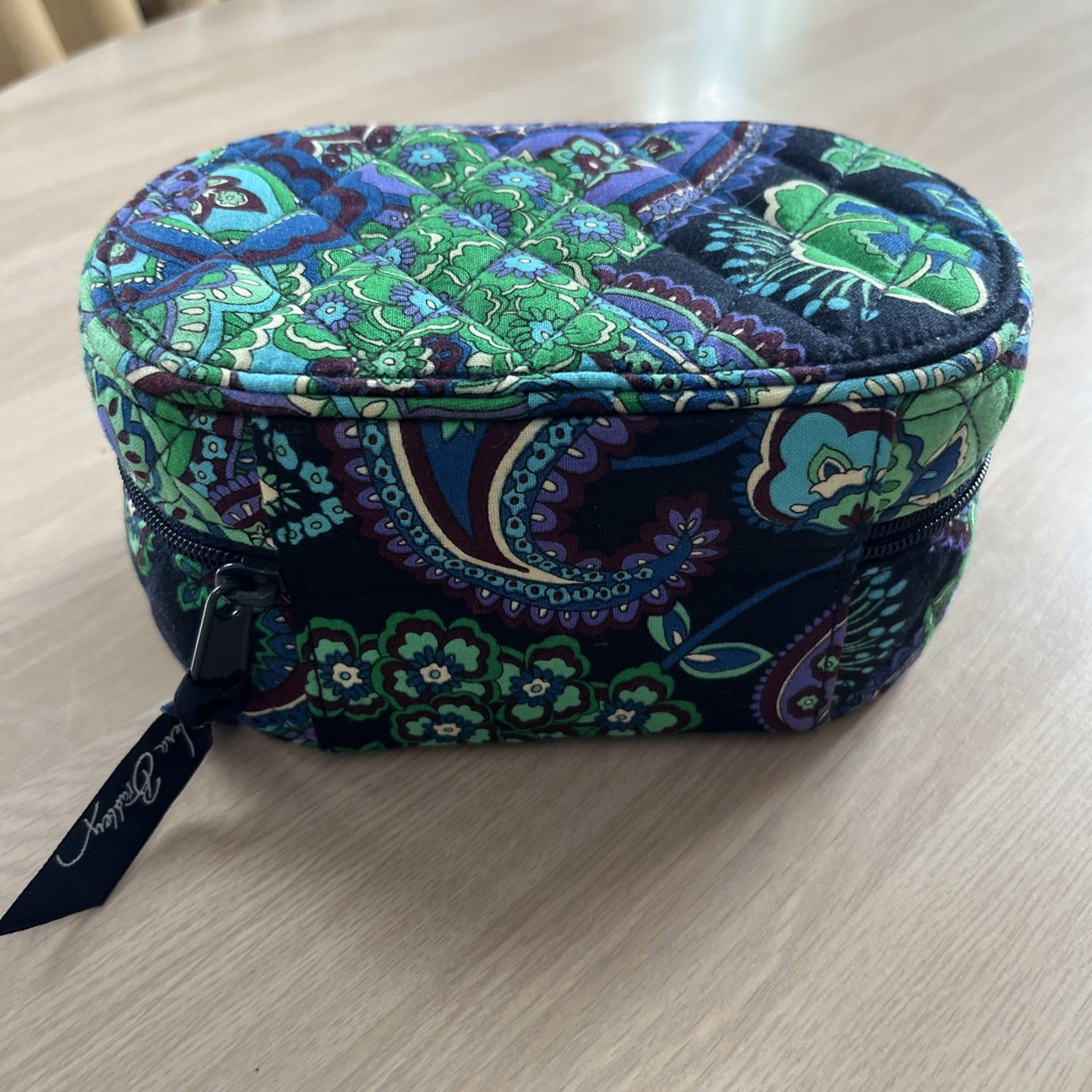 Vera Bradley Hard Oval Travel Jewelry Case in Blue Rhapsody -Zip Around- NWOT