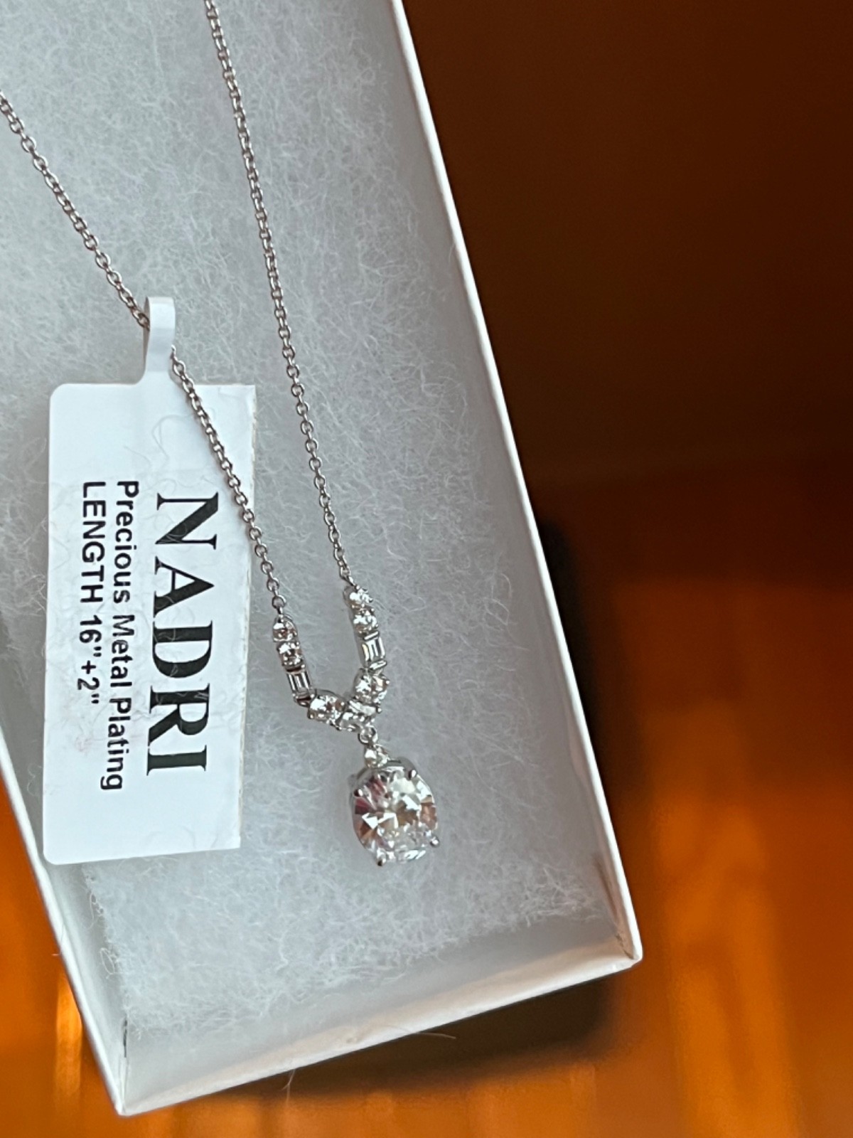 Nadri Delphine Small Frontal Short Pendant Silver Necklace