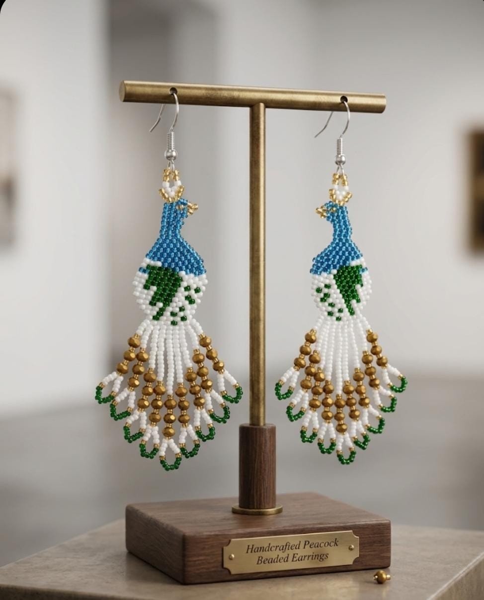 Boho Tribal Earrings American Native Earrings Large Seed Beads Earrings