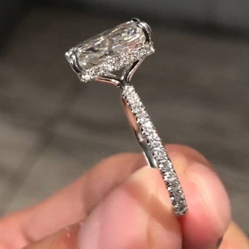 5.30CT Radiant Cut Lab-Grown Diamond 14k White Gold Women’s Hidden Halo Ring