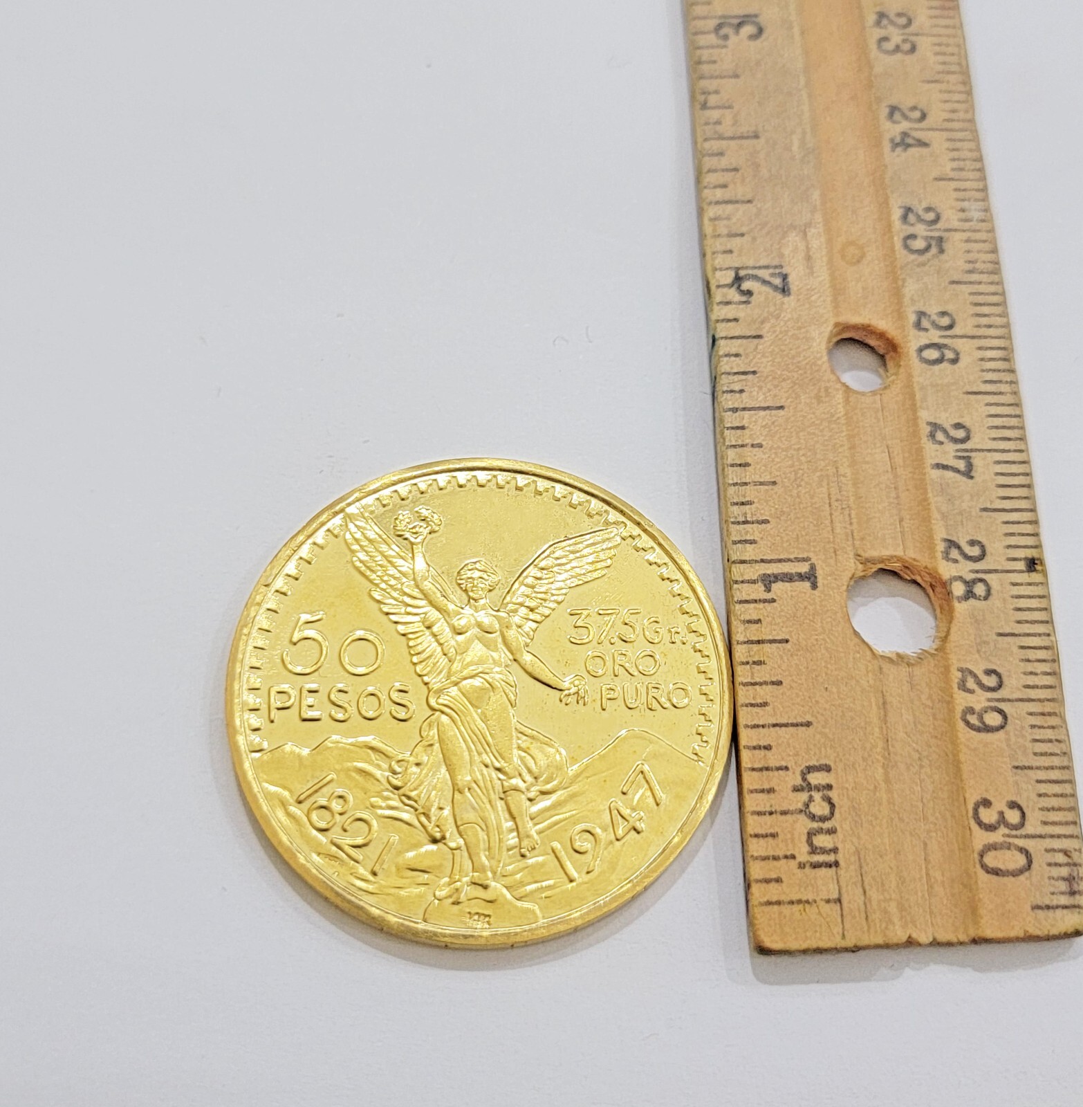 Mexican Gold Coin 50 Pesos 1821-1947 Date SOLID REAL 14kt Gold Charm Centenario