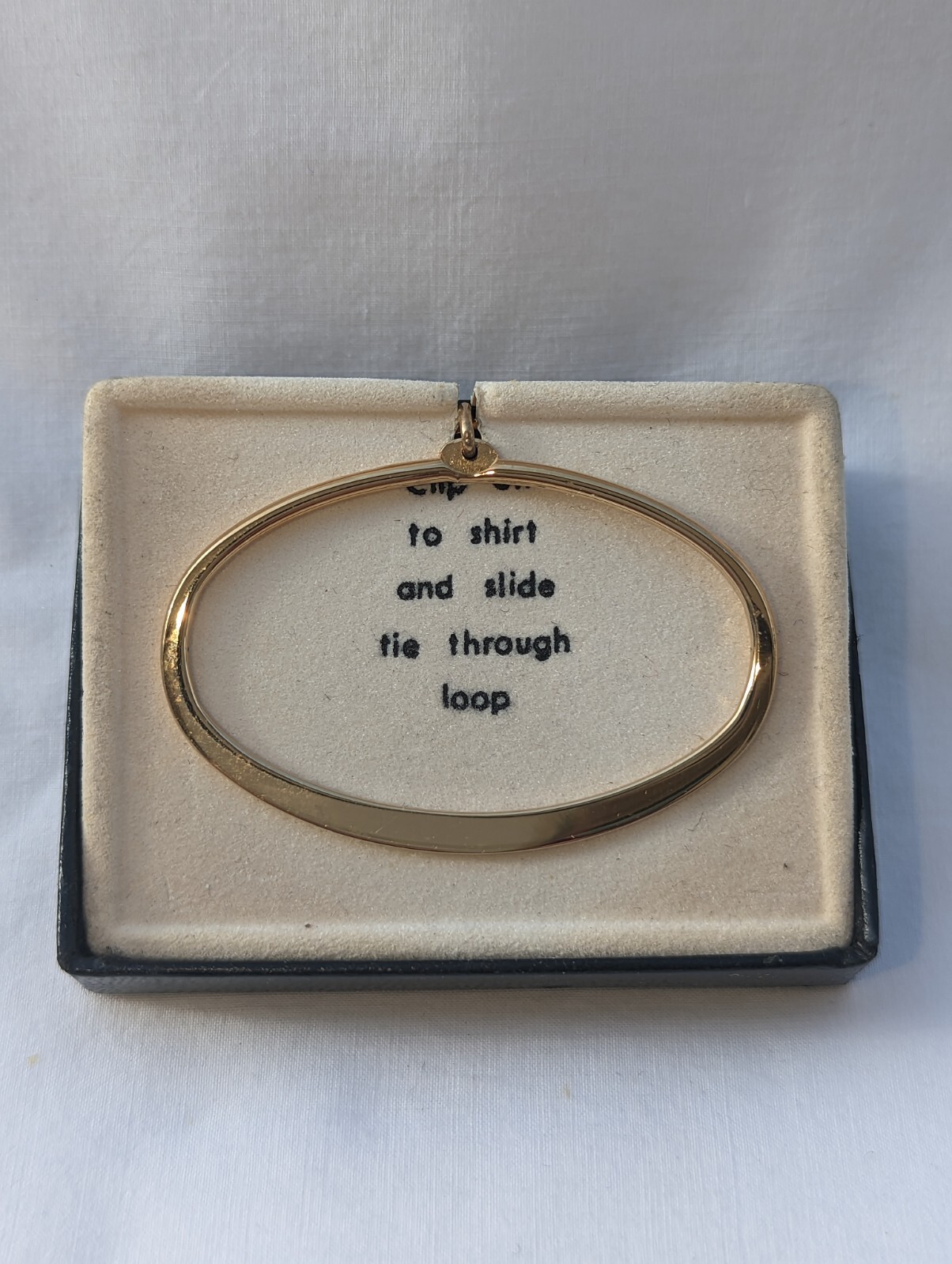VTG SWANK TIE RING CLIP TACK CLASP GOLD TONE OVAL ORIGINAL BOX UNUSED MINT RARE