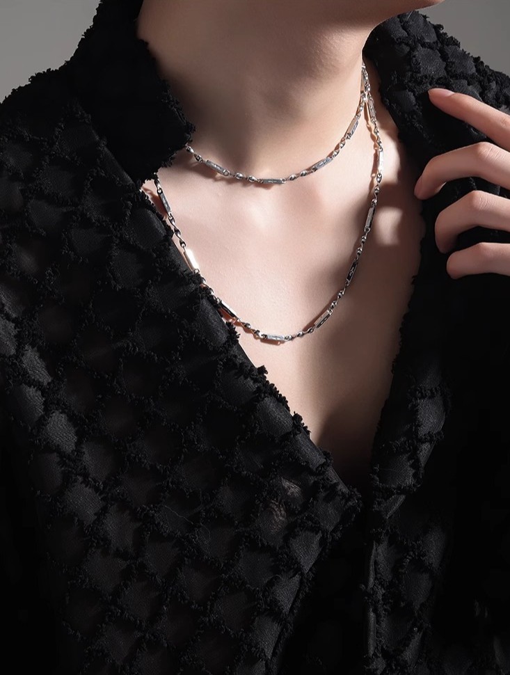 Stainless Thin Rectangle Link Chain Necklace 4Sizes Unisex Layering Cord Jewelry