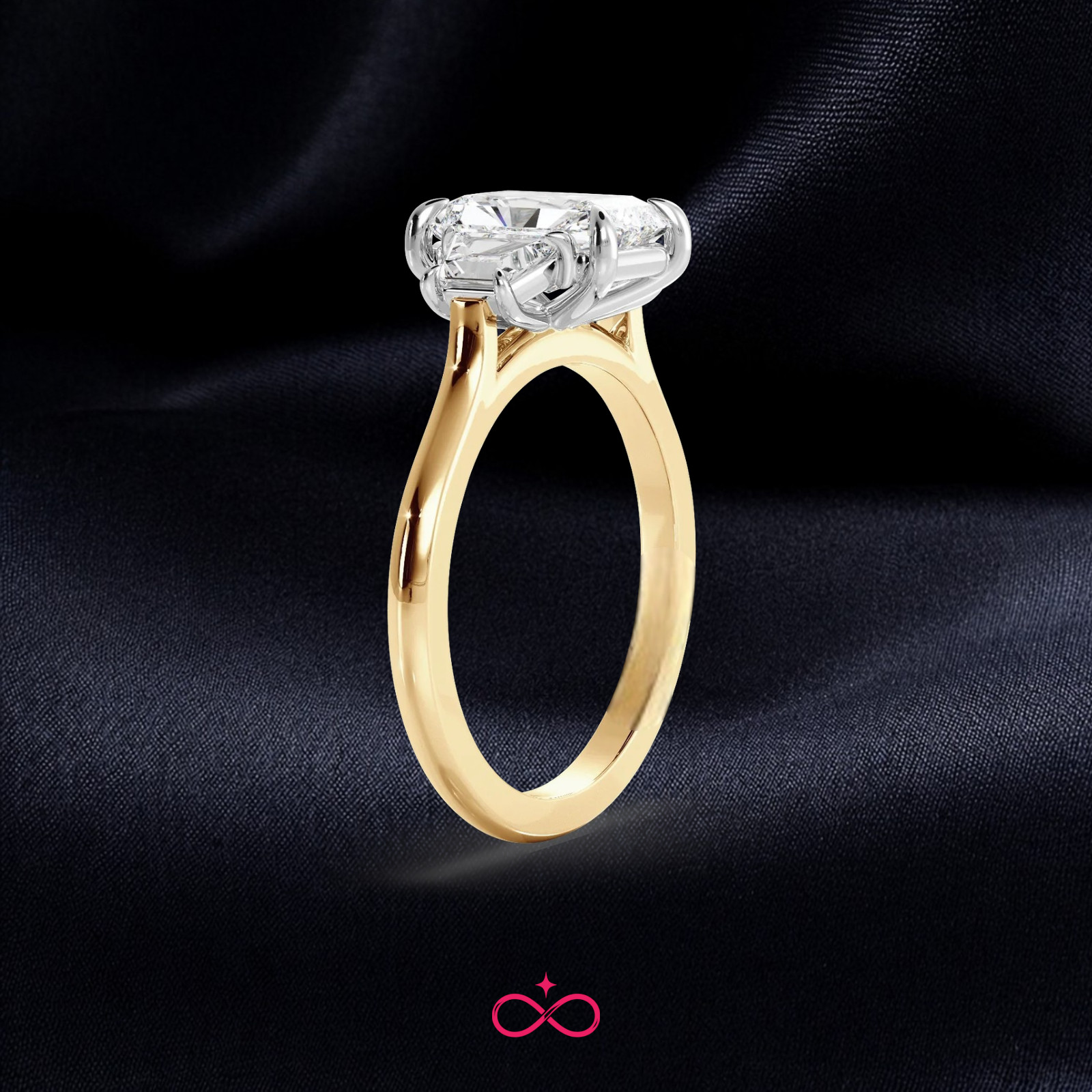 4.80 Ct Radiant Cut IGI Lab Created Diamond Engagement Ring 14k Multi-Tone Gold