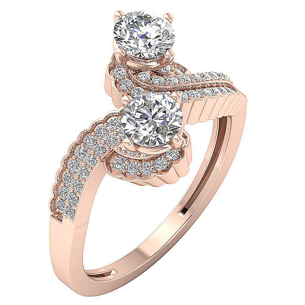 Anniversary Gift Forever Us Two Stone Ring Natural Diamond I1 G 1.50 Ct 14k Gold