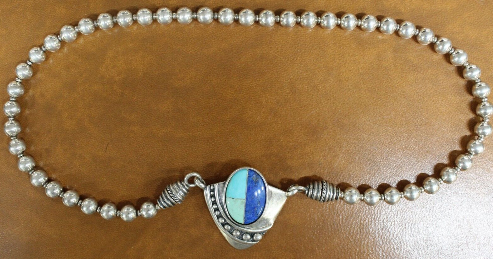 Rare Carolyn Pollack Necklace Sterling Silver & Turquoise Approx. 20″ 47+Grams!