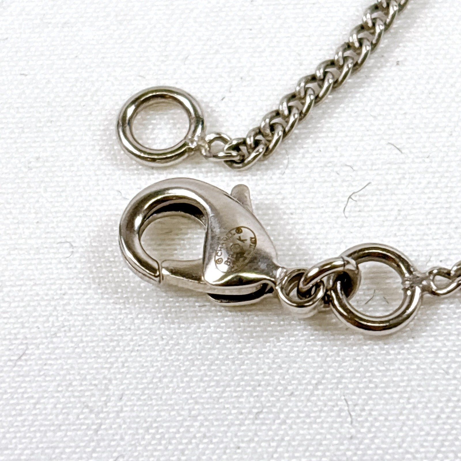 CHANEL CC Logo Necklace Silvertone Black Bead Drop Authentic B13K JAPAN B1684