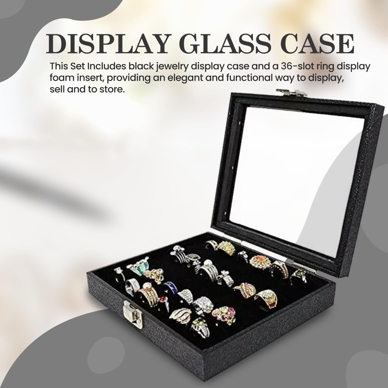 Novel Box Black Velvet Half Size 36 Ring Jewelry Tray Foam Jewelry Tray Insert