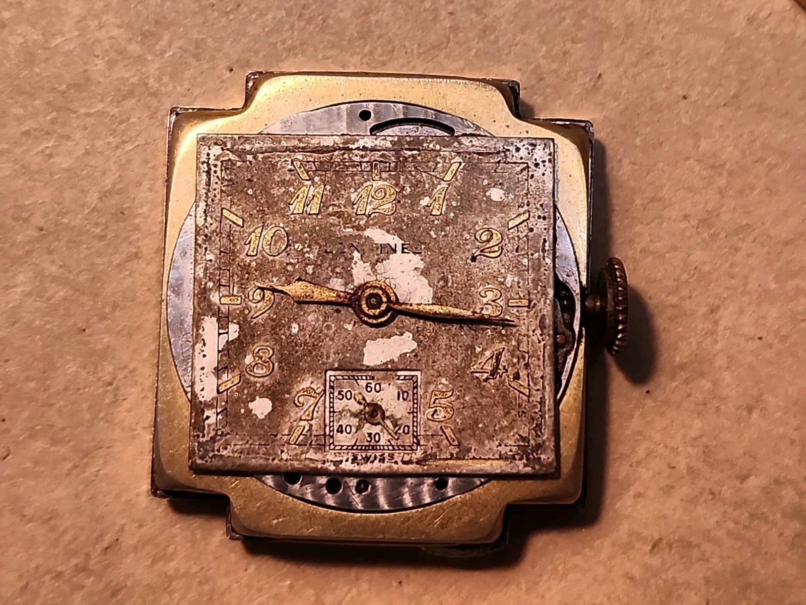 1940’s Longines 10L 10K Yellow GF Hinged Lug Driver’s Watch For Parts/Repairs