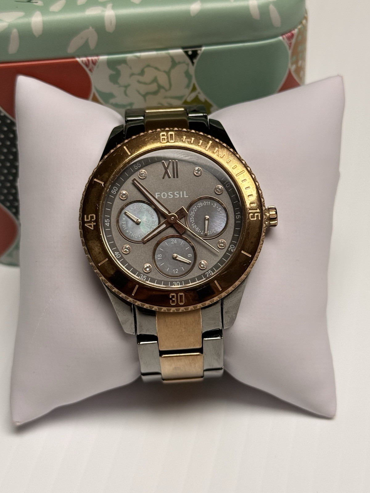 Fossil Stella ES3100 Womens Stainless Steel Analog Dial Quartz Wrist Watch