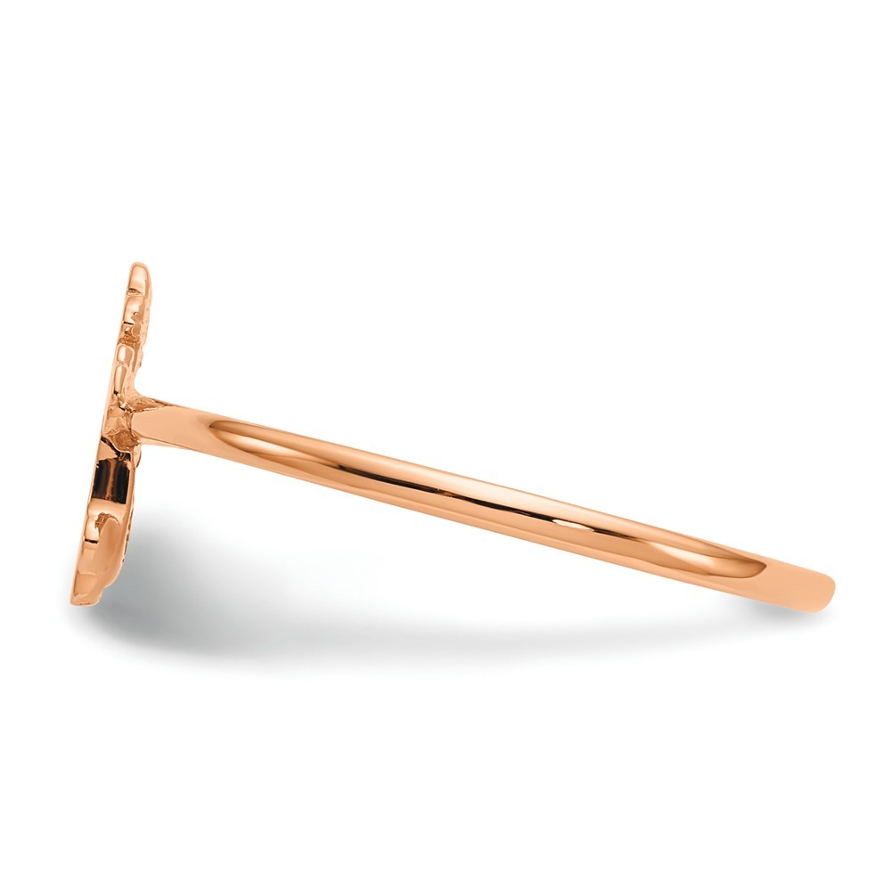 14k Rose Gold Polished Fancy Cross Shape Ring Size 7