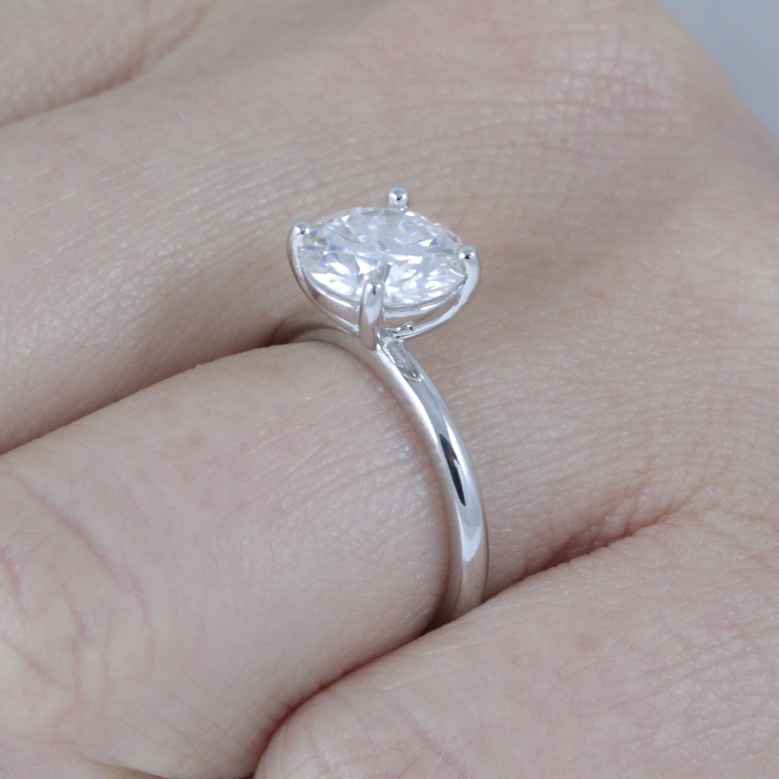 2.25ct Moissanite Solitaire 925 Sterling Silver Engagement Ring Sz 2.5-15 S10494