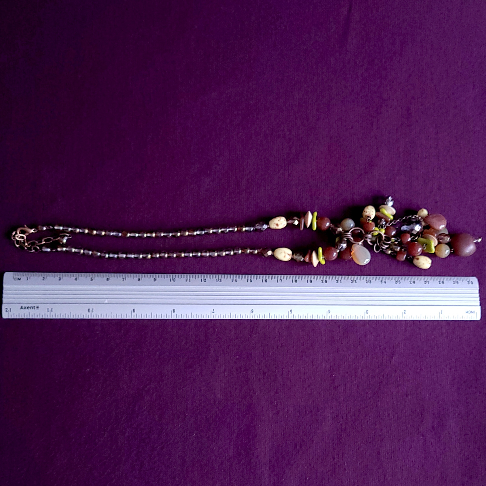Necklace 16″ Brown Tone Glass Czech Vintage Beads Women’s Jewelry Art Deco Style