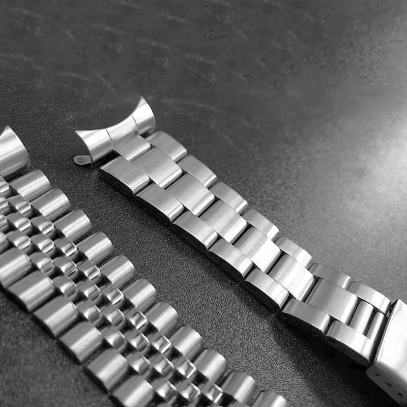 Solid Stainless Steel Watch Strap with Curved End Jubilee Bracelet Accessories