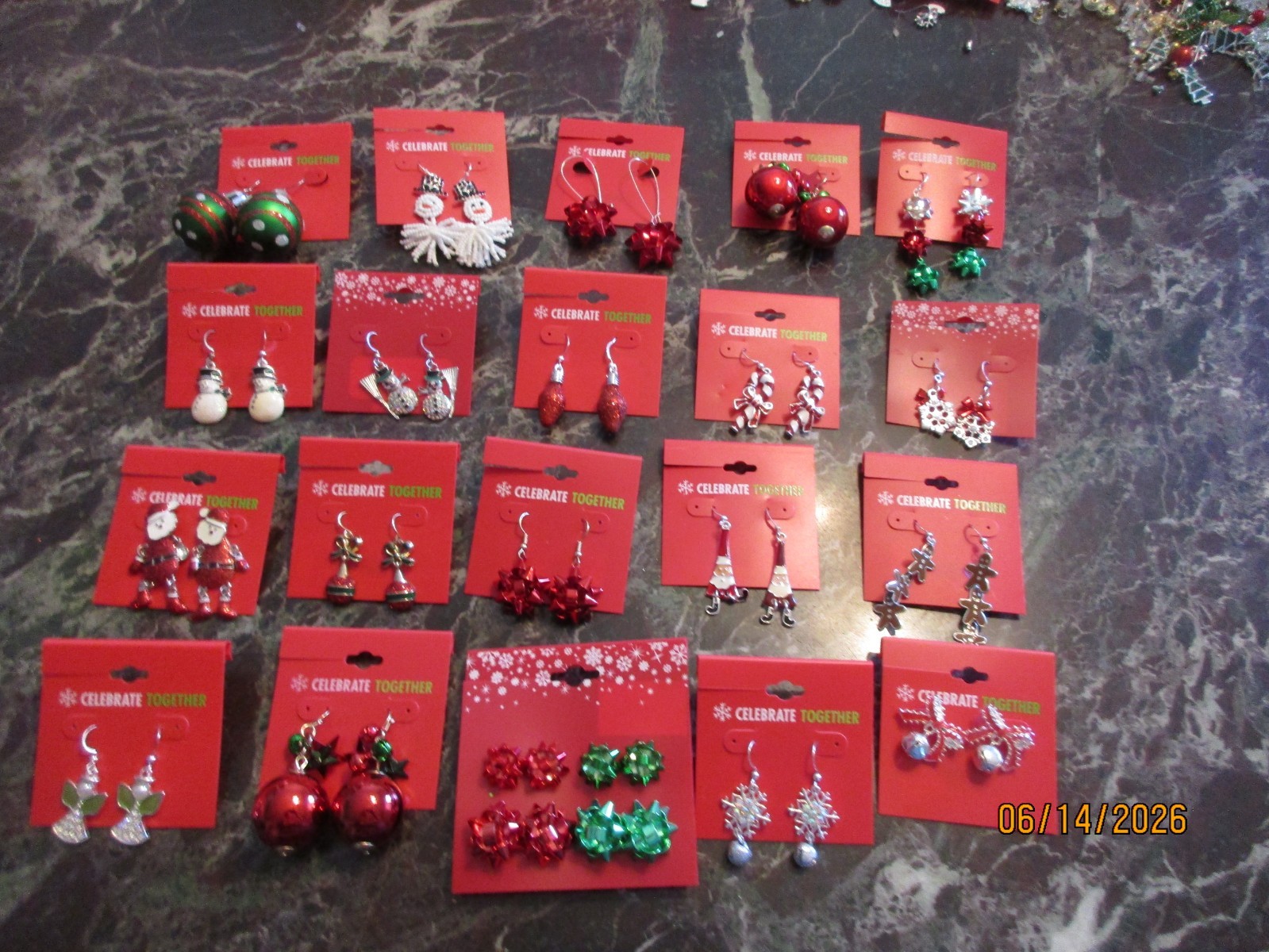 Lot 20 Assorted Celebrate Together Christmas Holiday Earrings Xmas Earring Lot 1