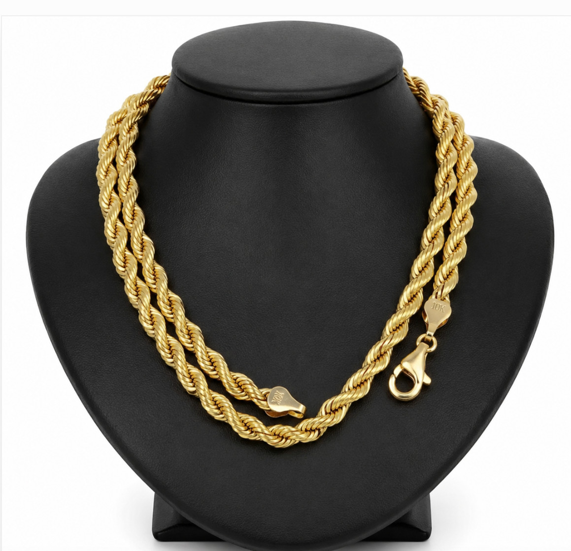 New Real 10K Men’s Yellow Gold Rope Chain 6mm Width 22″ Inc Necklace Diamond Cut