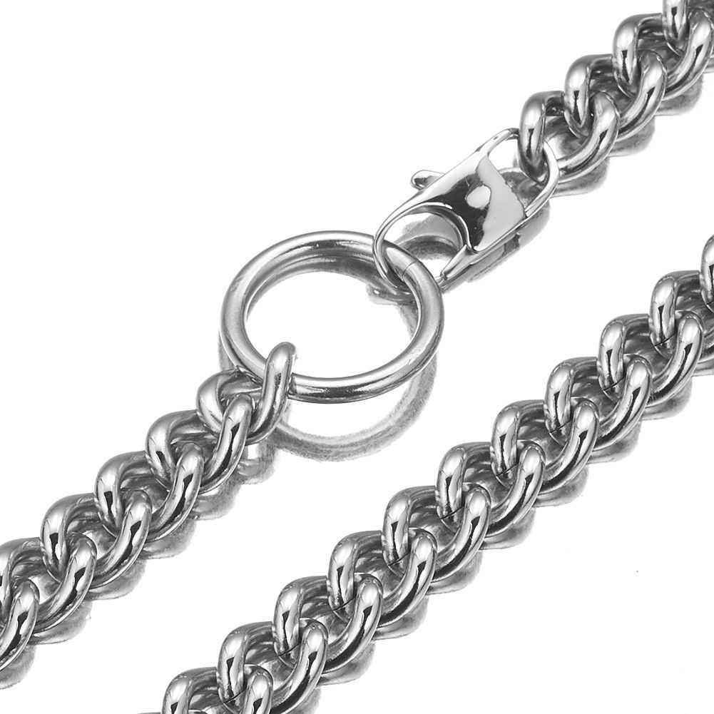 Women’s Sexy Necklace Silver Tone 9MM Curb Cuban Chain Stainless Steel Jewelry