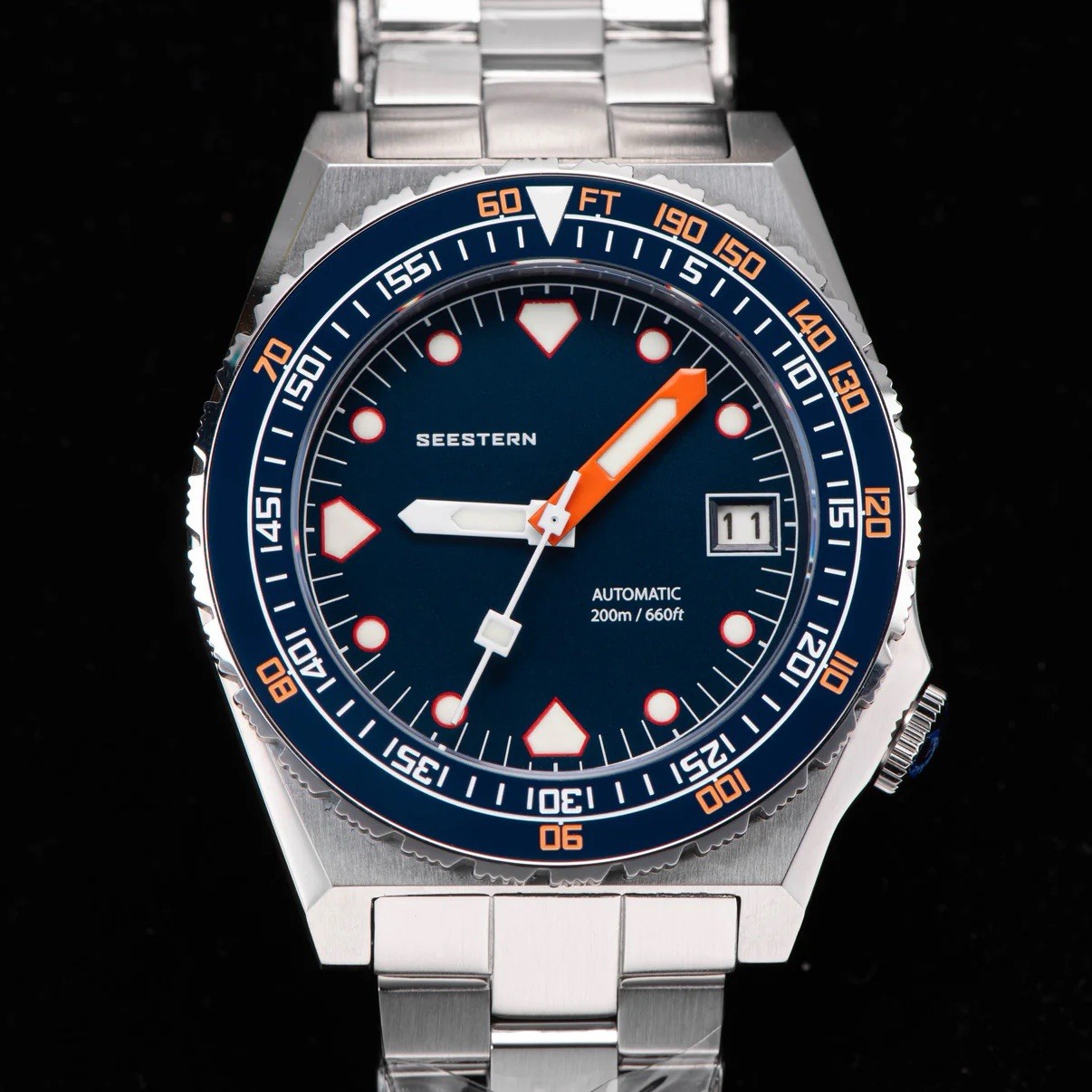 Seestern Vintage S407 600T Deep Blue Dial Ceramic Bezel sugess – diver watch GMT