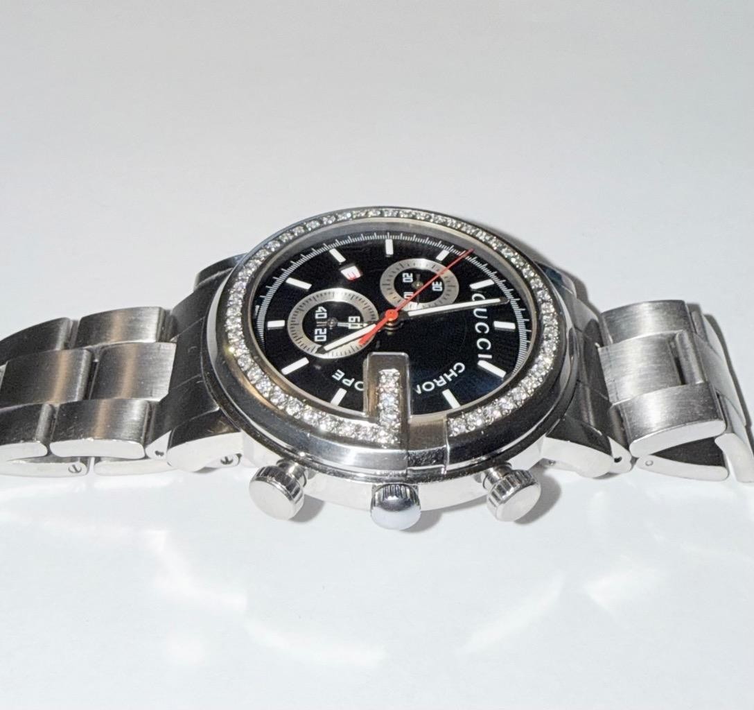 GUCCI MENS 101M CHRONOSCOPE LAB GROWN DIAMOND WATCH (PARTS/REPAIR)