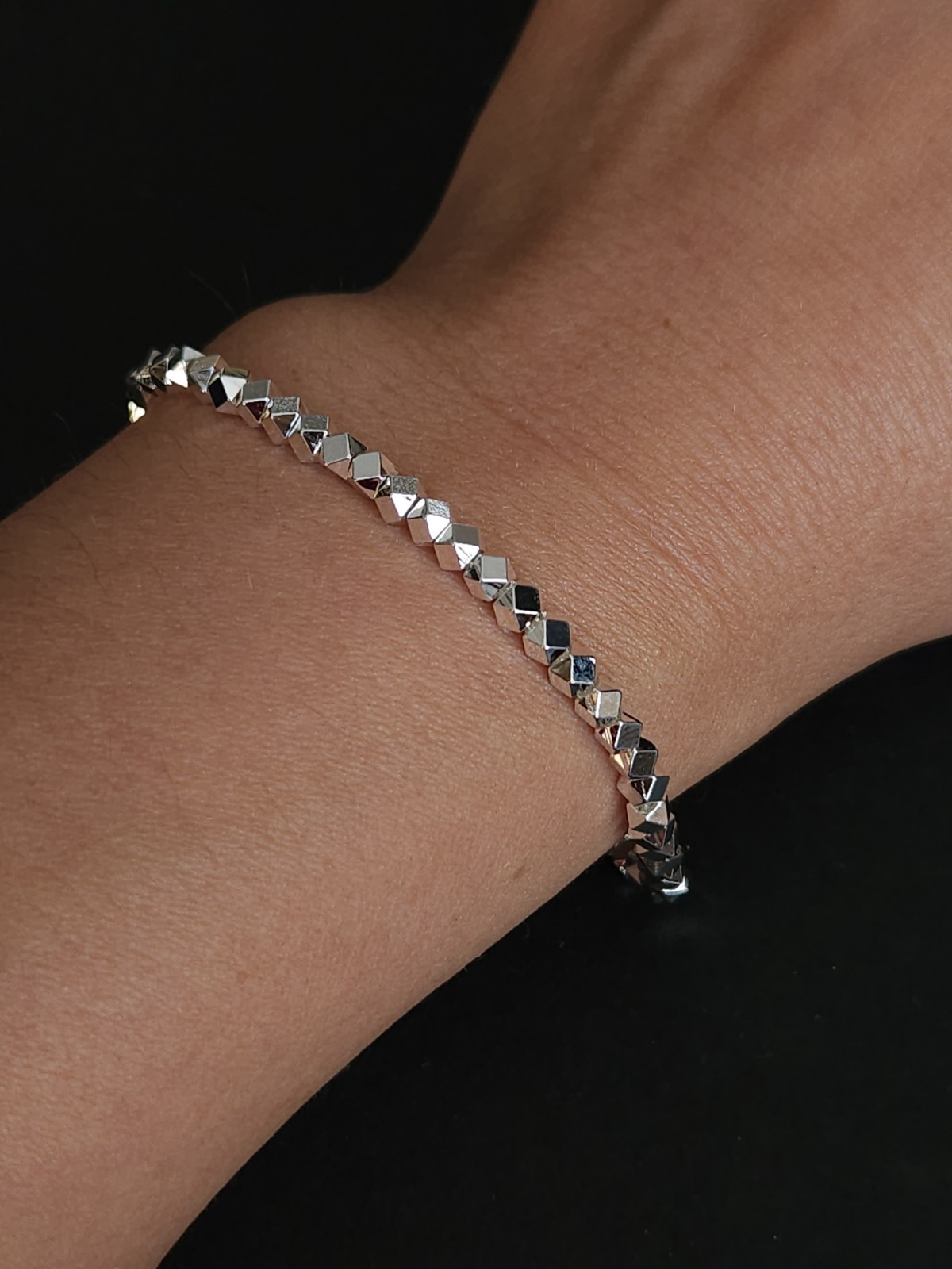 Sterling Silver 3mm Nugget Bead Bracelet Adjustable 16-20cm Gift for Her