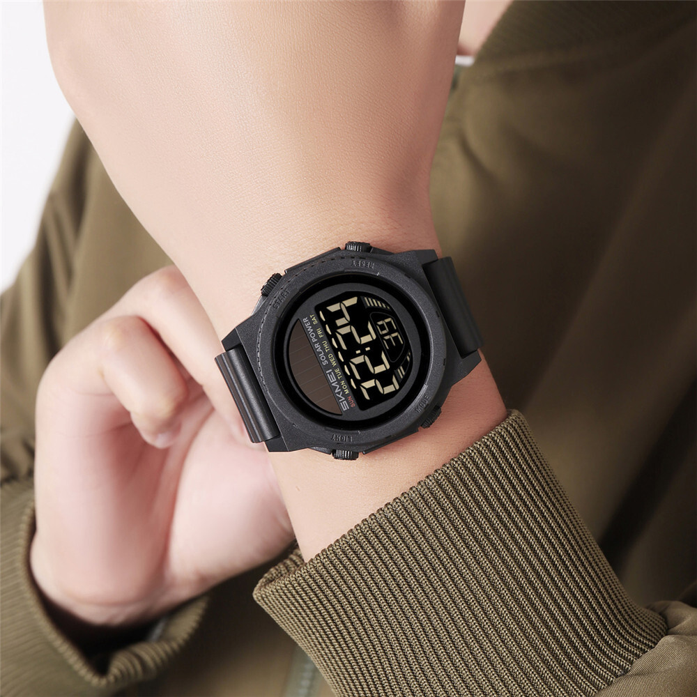 SKMEI Men Sport Watch Solar Power Wristwatch LED Boys Countdown Digital Watches