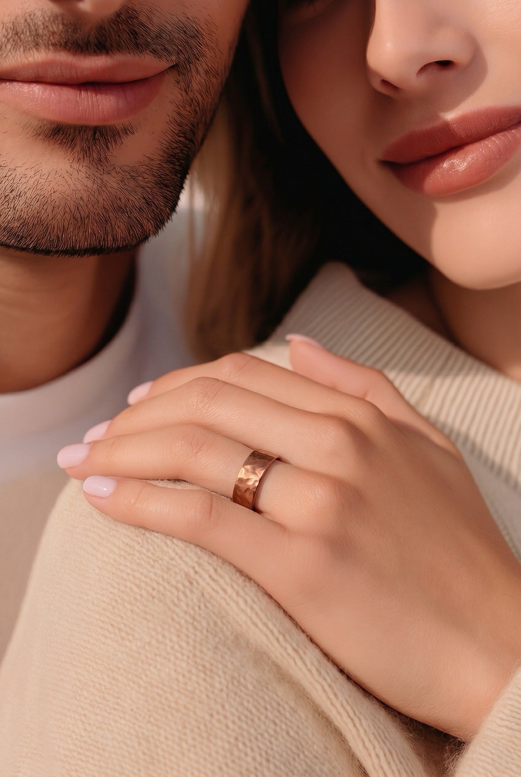 Solid Copper Hammered Band Ring 042. – 5/16″ wide. – Available in sizes 5 to 13.