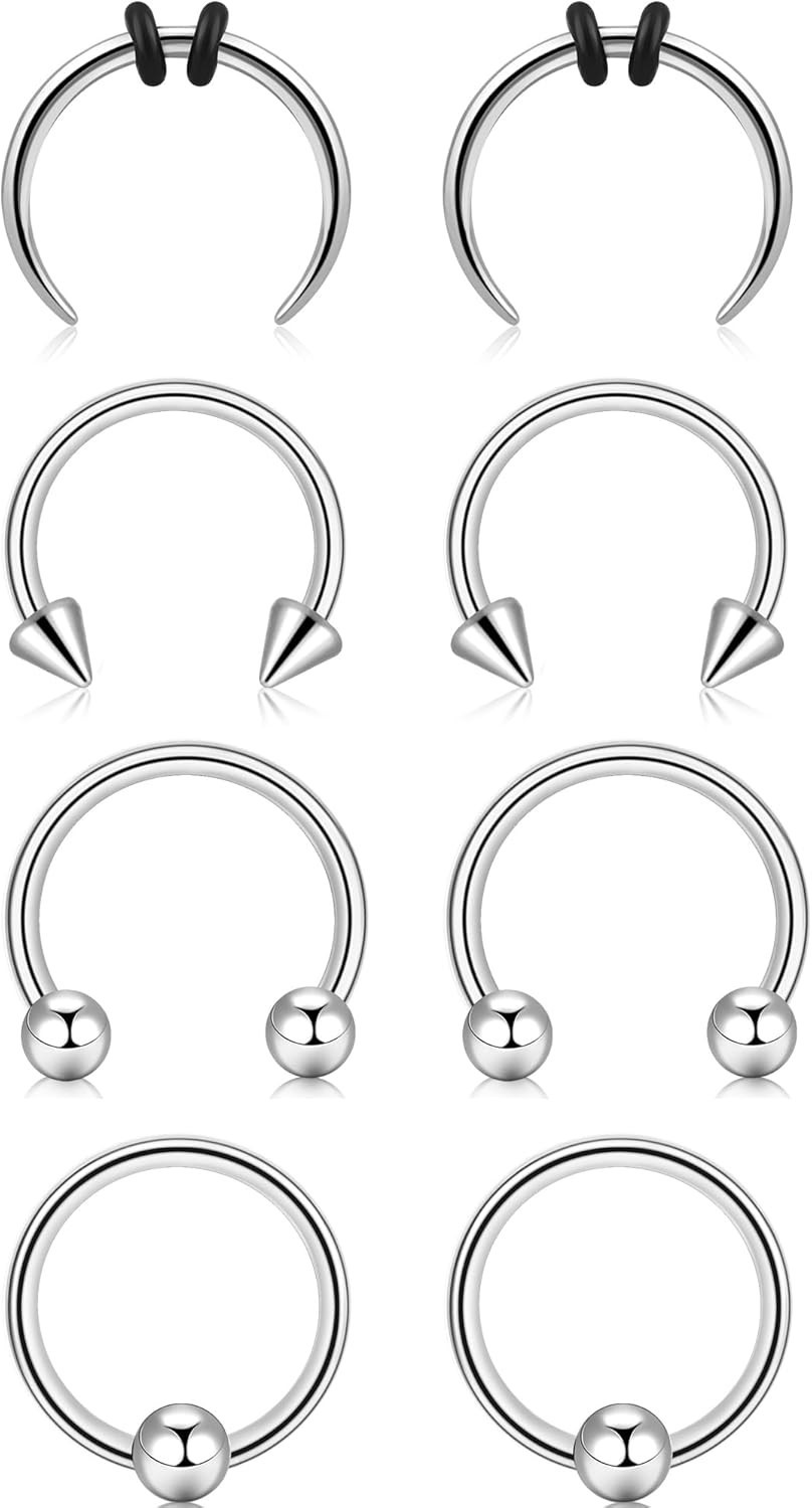 8Pcs Septum Rings 2G 4G 6G 8G 10G 12G 14G 16G Stianless Steel Septum Jewelry …