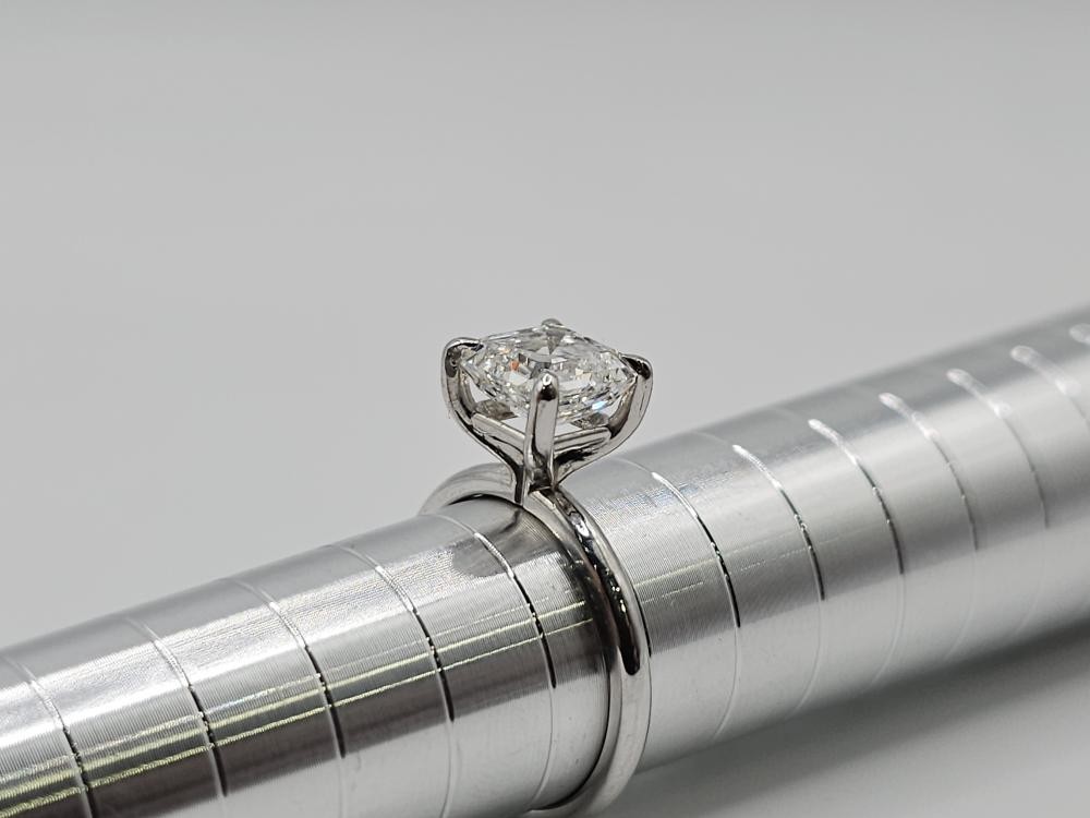 14K White Gold F VS2 2.62 CT Lab Created Asscher Diamond Ring Sz 7 (ML1073650)