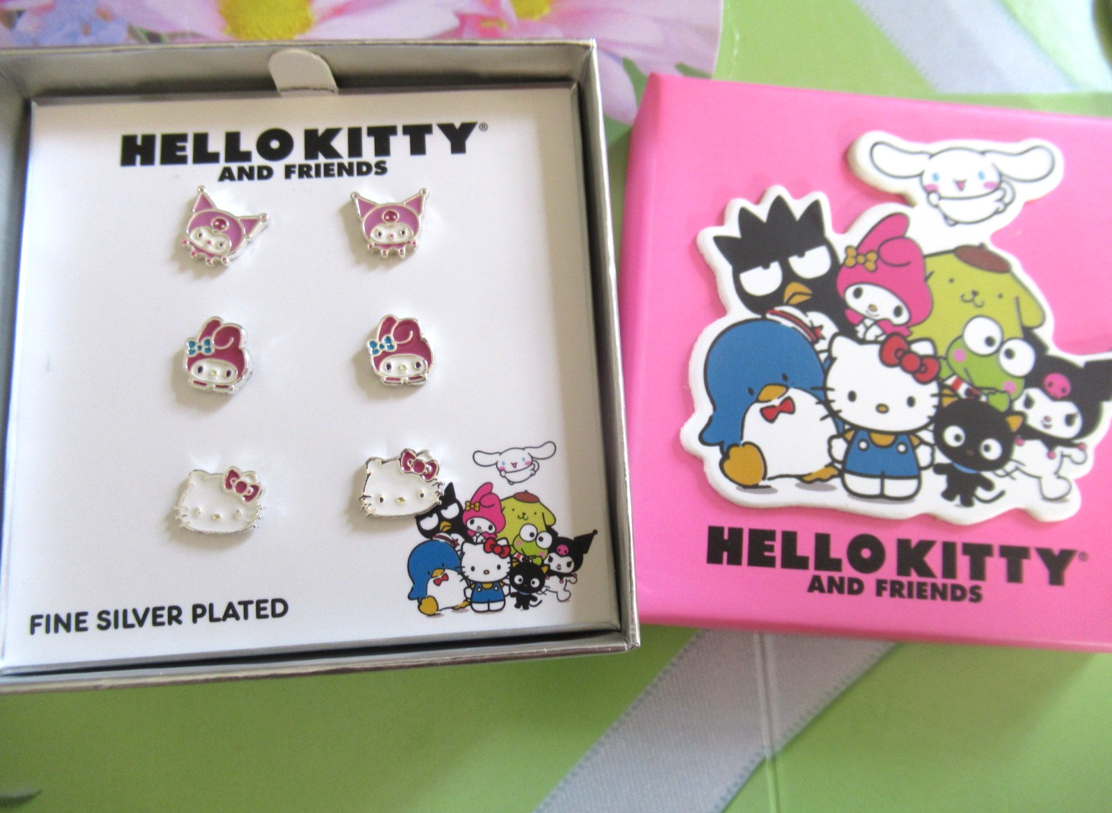 SANRIO HELLO KITTY Hello Kitty & Friends KUROMI Melody Set 3 Pairs pierced NIB