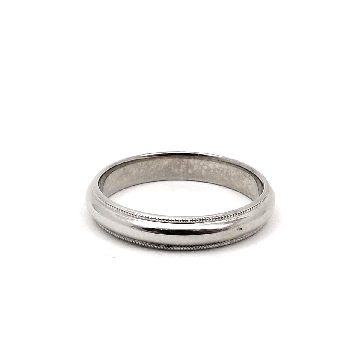Art Carved Solid 14K White Gold Milgrain Wedding Band Ring New sz4.75 3.2mm Wide